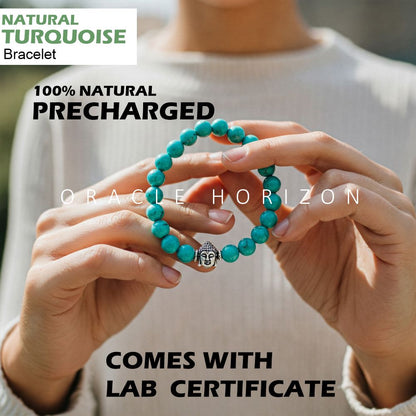 Turquoise  Crystal Bracelet | Lab Certified | For , protection, communication and promotes harmony and balance - Unisex, 8 mm beads Bracelet