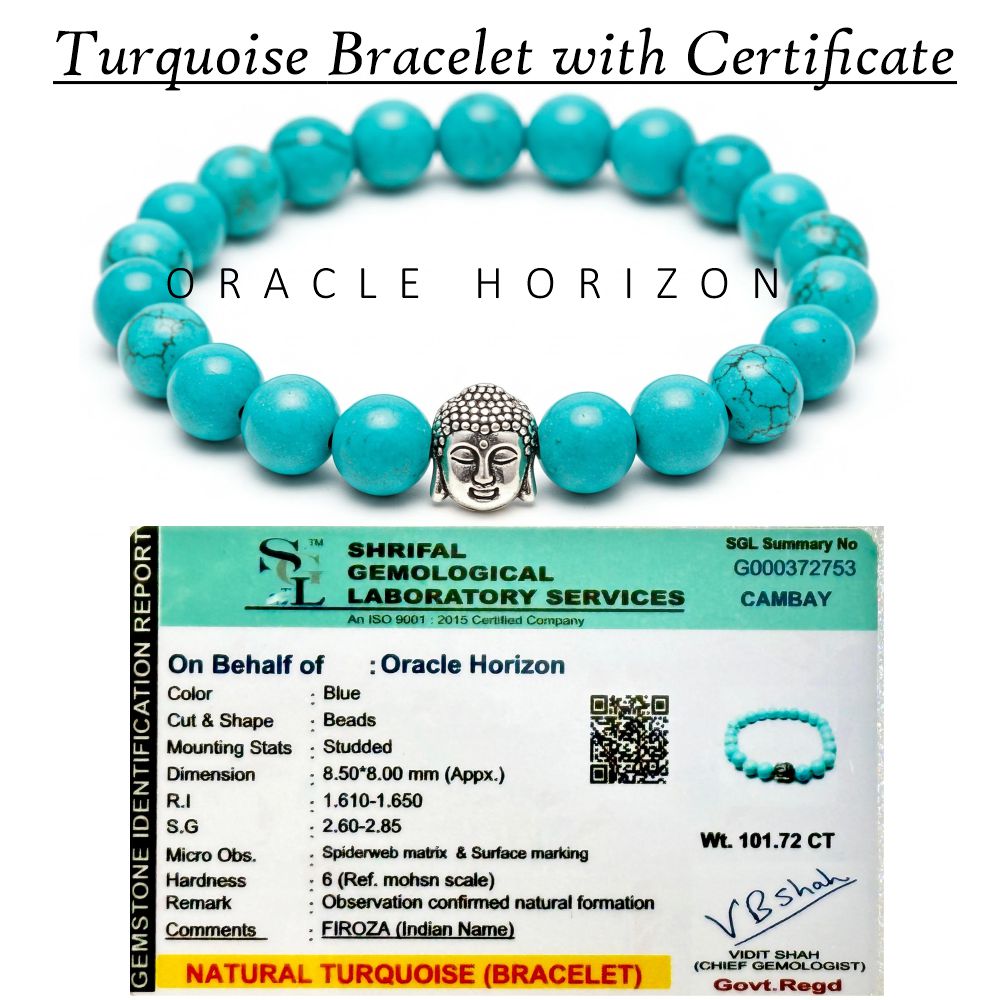 Turquoise  Crystal Bracelet | Lab Certified | For , protection, communication and promotes harmony and balance - Unisex, 8 mm beads Bracelet