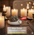 Oracle Horizon – Raw Pyrite Abundance Combo ✨ Pyrite Anklet + Raw Pyrite Stone | FREE Selenite Cleansing Tray