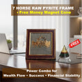 Oracle Horizon – 7 Horse Raw Pyrite Frame with Money Magnet Cone Power Combo for Wealth Flow • Success • Financial Stability