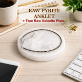 Oracle Horizon – Raw Pyrite Prosperity Combo ✨ Pyrite Anklet + FREE Selenite Charging Tray