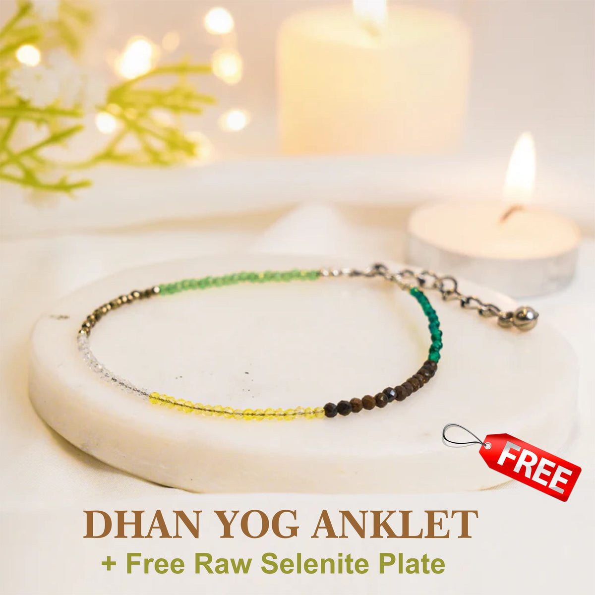 Dhanyog Anklet  & selenite tray  Combo