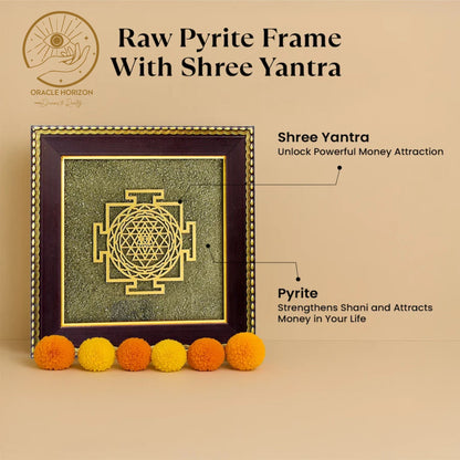 Oracle Horizon Shree Yantra on Raw Pyrite Frame