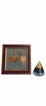 Oracle Horizon – 7 Horse Raw Pyrite Frame with Money Magnet Cone Power Combo for Wealth Flow • Success • Financial Stability
