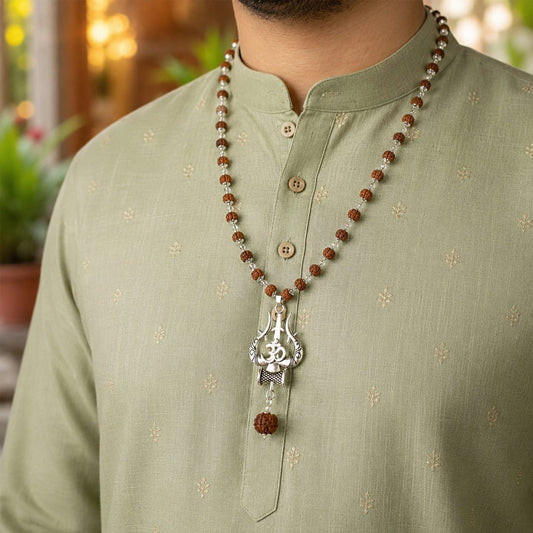 Shiv Rudraksha Mala with Om Shiva Trishul Pendant
