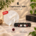 Capricorn Zodiac Metal Bracelet with Free Raw Selenite Plate