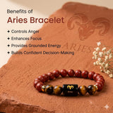 Aries Zodiac Red Jasper & Tiger Eye Bracelet (Bracelet + FREE Raw Selenite Plate ✨)