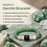 Gemini (मिथुन राशि) Zodiac Green Aventurine & Milky Quartz Bracelet  (Bracelet + FREE Raw Selenite Tray ✨)