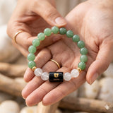 Gemini (मिथुन राशि) Zodiac Green Aventurine & Milky Quartz Bracelet  (Bracelet + FREE Raw Selenite Tray ✨)