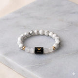 Cancer (कर्क राशि) Zodiac Howlite & Milky Quartz Bracelet  (Bracelet + Free Raw Selenite Tray ✨)