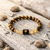 Leo (सिंह राशि) Zodiac Tiger Eye & Citrine Bracelet  (Bracelet + FREE Raw Selenite Tray)