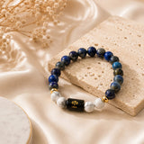 Libra (तुला राशि) Zodiac Lapis Lazuli & Howlite Bracelet (Bracelet + Free Raw Selenite Tray ✨)
