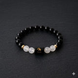 Scorpio (वृश्चिक राशि) Zodiac Black Obsidian & Milky Quartz Bracelet  (Bracelet + FREE Raw Selenite Tray ✨)