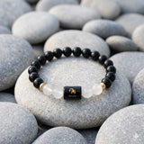 Scorpio (वृश्चिक राशि) Zodiac Black Obsidian & Milky Quartz Bracelet  (Bracelet + FREE Raw Selenite Tray ✨)
