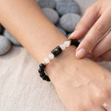 Scorpio (वृश्चिक राशि) Zodiac Black Obsidian & Milky Quartz Bracelet  (Bracelet + FREE Raw Selenite Tray ✨)