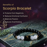 Scorpio (वृश्चिक राशि) Zodiac Black Obsidian & Milky Quartz Bracelet  (Bracelet + FREE Raw Selenite Tray ✨)