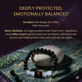 Scorpio (वृश्चिक राशि) Zodiac Black Obsidian & Milky Quartz Bracelet  (Bracelet + FREE Raw Selenite Tray ✨)