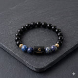 Sagittarius (धनु राशि) Zodiac Black Obsidian & Lapis Lazuli Bracelet  (Bracelet + Free Raw Selenite Tray/Plate ✨)