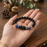 Sagittarius (धनु राशि) Zodiac Black Obsidian & Lapis Lazuli Bracelet  (Bracelet + Free Raw Selenite Tray/Plate ✨)