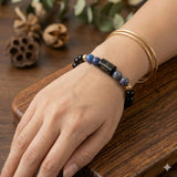 Sagittarius (धनु राशि) Zodiac Black Obsidian & Lapis Lazuli Bracelet  (Bracelet + Free Raw Selenite Tray/Plate ✨)