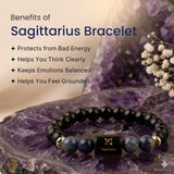 Sagittarius (धनु राशि) Zodiac Black Obsidian & Lapis Lazuli Bracelet  (Bracelet + Free Raw Selenite Tray/Plate ✨)