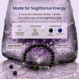 Sagittarius (धनु राशि) Zodiac Black Obsidian & Lapis Lazuli Bracelet  (Bracelet + Free Raw Selenite Tray/Plate ✨)