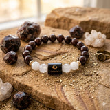 Capricorn (मकर राशि) Zodiac Garnet & Milky Quartz Bracelet  (With FREE Raw Selenite Tray ✨)