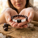 Capricorn (मकर राशि) Zodiac Garnet & Milky Quartz Bracelet  (With FREE Raw Selenite Tray ✨)