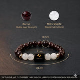 Capricorn (मकर राशि) Zodiac Garnet & Milky Quartz Bracelet  (With FREE Raw Selenite Tray ✨)