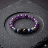 Aquarius (कुंभ राशि) Zodiac Amethyst & Lapis Lazuli Bracelet (Bracelet + Free Raw Selenite Tray ✨)