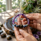 Aquarius (कुंभ राशि) Zodiac Amethyst & Lapis Lazuli Bracelet (Bracelet + Free Raw Selenite Tray ✨)