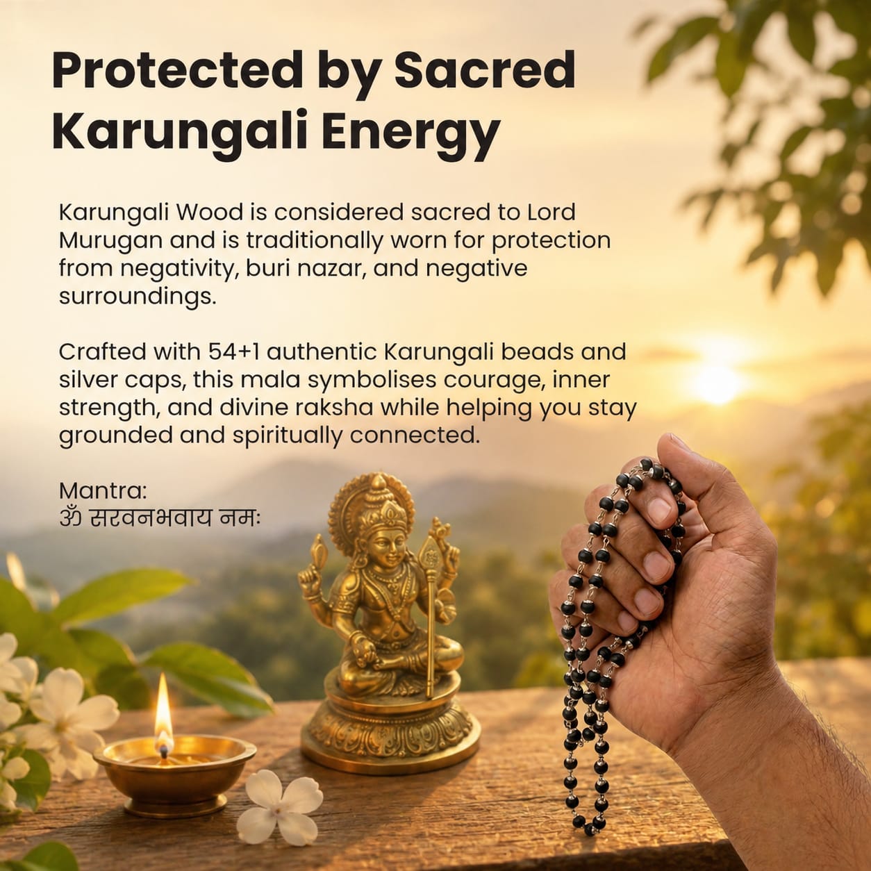 Silver Plated Karungali Mala