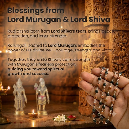 Divine Raksha Rudraksha & Karungali Silver Plated Mala