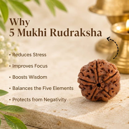Oracle Horizon 5 Mukhi Rudraksha Bead 8mm