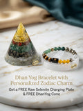Dhan Yog Bracelet with Personalized Zodiac Charm 🎁 Get a FREE Raw Selenite Charging Plate & FREE DhanYog Self-Charging Cone (Worth ₹999) with Every Bracelet.