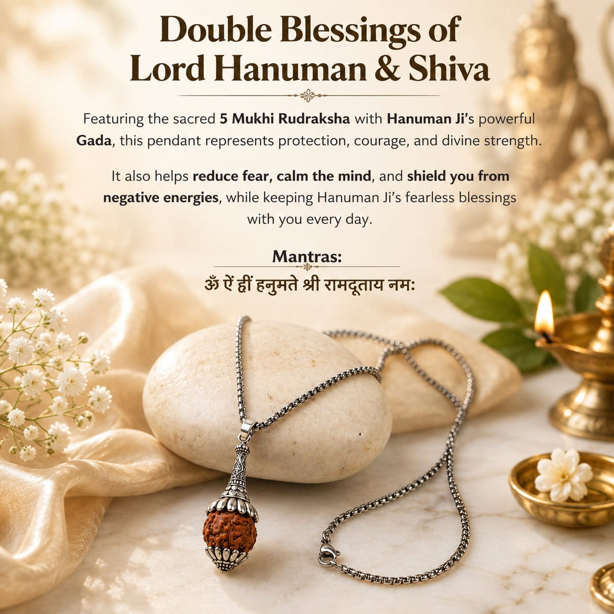 Rudraksha Hanuman Gada Pendant