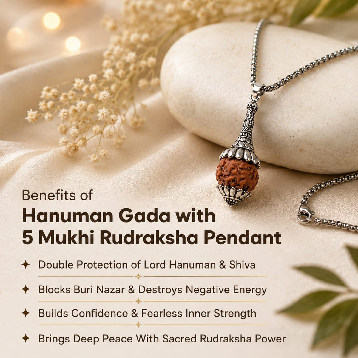 Rudraksha Hanuman Gada Pendant