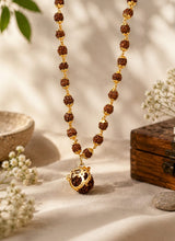 Gold Plated Shree Om Rudraksha Mala
