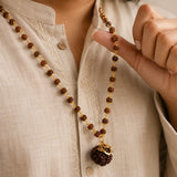Gold Plated Shree Om Rudraksha Mala