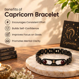 Capricorn Zodiac Metal Bracelet with Free Raw Selenite Plate