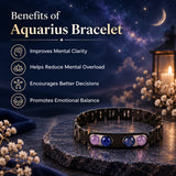 Aquarius Zodiac Metal Bracelet with Free Raw Selenite Plate
