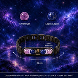 Aquarius Zodiac Metal Bracelet with Free Raw Selenite Plate