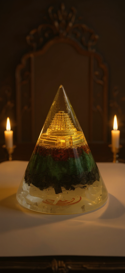 Dhanyog Cone with Sacred Pyramid & Crystal Layers