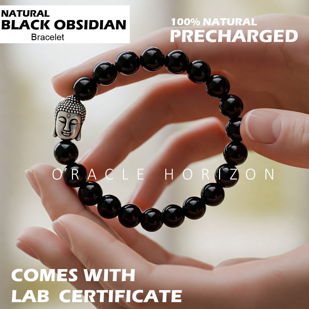 Black Obsidian  Crystal Bracelet | Lab Certified | For Evil Eye Protection - Unisex, 8 mm beads Bracelet