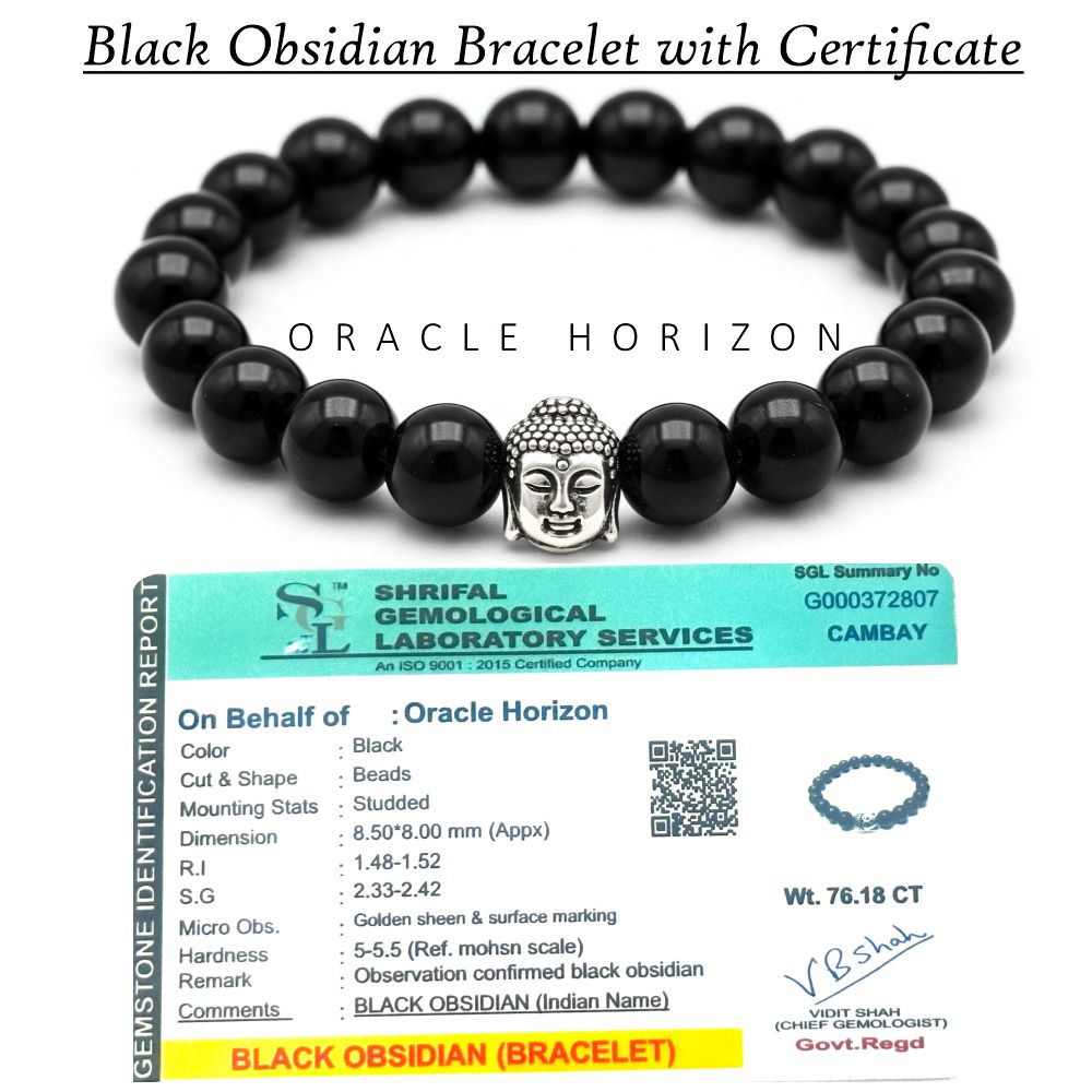 Black Obsidian  Crystal Bracelet | Lab Certified | For Evil Eye Protection - Unisex, 8 mm beads Bracelet