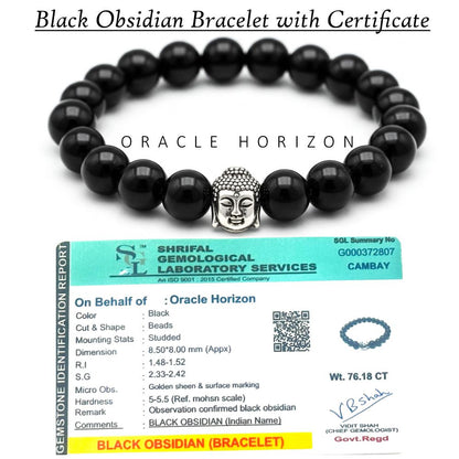 Black Obsidian  Crystal Bracelet | Lab Certified | For Evil Eye Protection - Unisex, 8 mm beads Bracelet