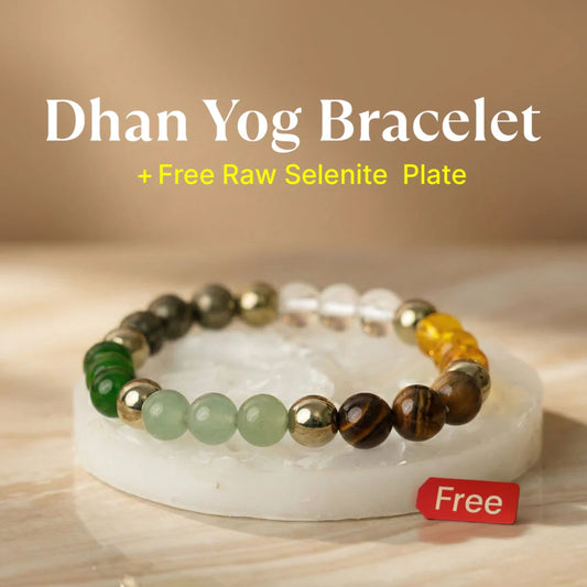Dhanyog Wealth & Abundance Crystal Bracelet with Free Selenite Tray