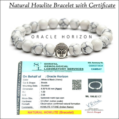 Howlite  Crystal Bracelet | Lab Certified | For reducing anxiety and stress - Unisex, 8 mm beads Bracelet