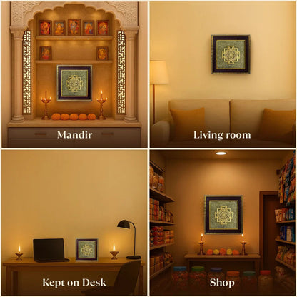 Oracle Horizon Shree Yantra on Raw Pyrite Frame